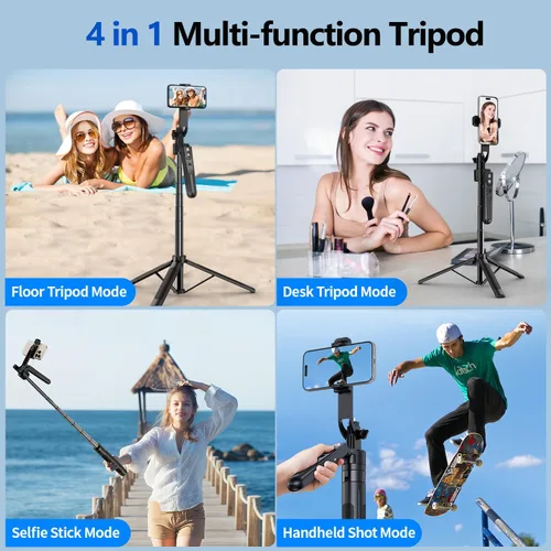 Miniatura 2 de Trípode de seguimiento facial automático con rotación de 360° con soporte, trípode de teléfono con sensor de movimiento de 70.9", sin aplicación