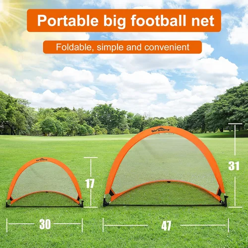 Miniatura 2 de Win SPORTS Redes de fútbol portátiles plegables Pop Up Pro 2 con estuche de transporte y conos de entrenamiento, práctica en patio trasero, escuela