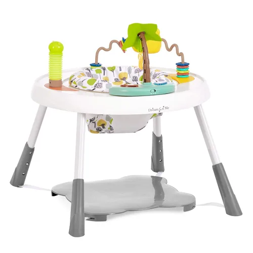 Dream On Me Curio Sit N Seek Centro de Actividades para Bebés en Lima, Centro de Actividades 2 en 1 y Mesa de Juego con 3 Juguetes Desmontables y