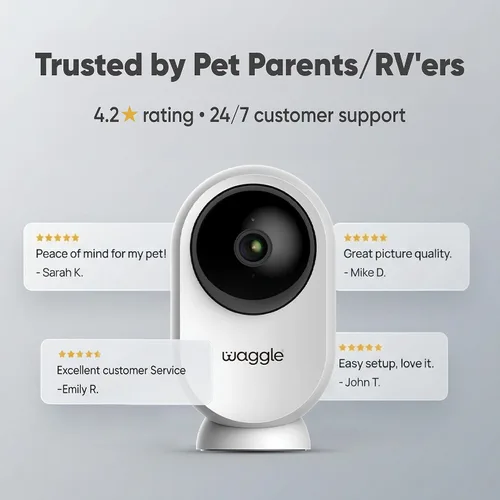 Miniatura 9 de Waggle Mini cámara RV – Cámara de seguridad inalámbrica HD de 1080p para caravanas – Tarjeta SD integrada (128 GB), audio bidireccional, visión