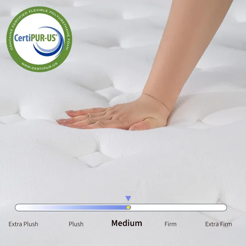 Miniatura 2 de Colchón tamaño individual, colchón mediano de 12 pulgadas en una caja, espuma viscoelástica de gel de enfriamiento híbrido y cama de resortes