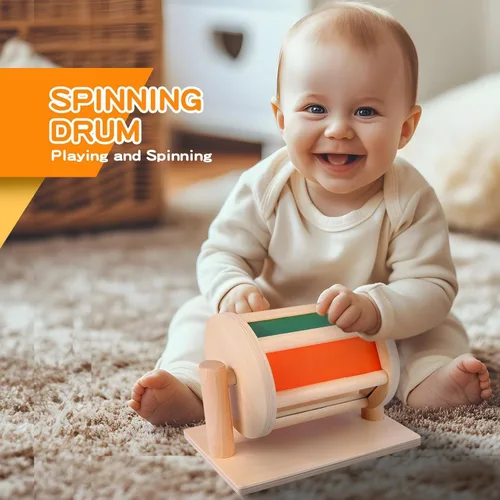 Miniatura 3 de Juguetes Educativos Montessori para Bebés de 7-12 Meses, Kit Educativo de Aprendizaje Temprano 7 en 1 para Regalos de Niños Pequeños, Incluye Tambor