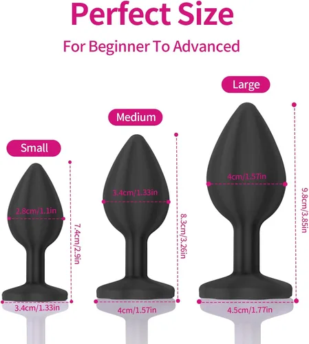 Miniatura 3 de Juguetes sexuales para adultos, 3 piezas de tapones anales de silicona con joyería, kit de entrenamiento anal, juguetes sexuales para juegos, tapón