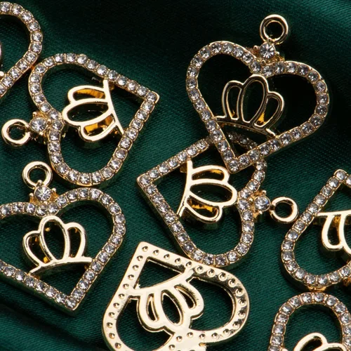 Miniatura 2 de Paquete de 20 dijes de diamantes de imitación chapados en oro, accesorios de cristal para collares, pulseras, joyería, manualidades, bricolaje