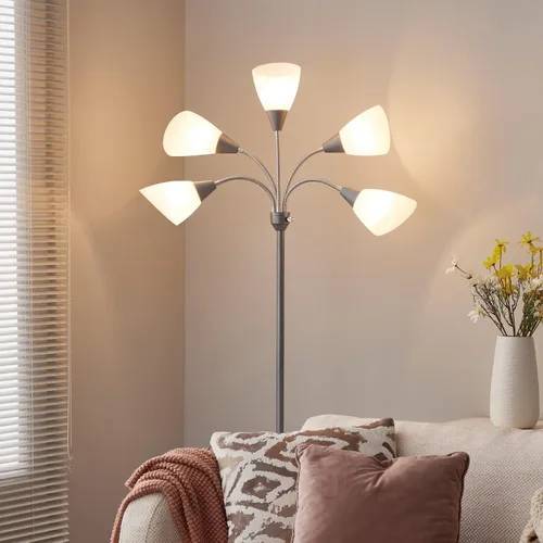 Miniatura 8 de HonoDing Medusa Lámparas de Pie Lámparas de Pie 5 Cabezales Luz de Lectura Ajustable Pantalla Grande Uso Bombilla E26 A19 Lámparas de Pie para Sala