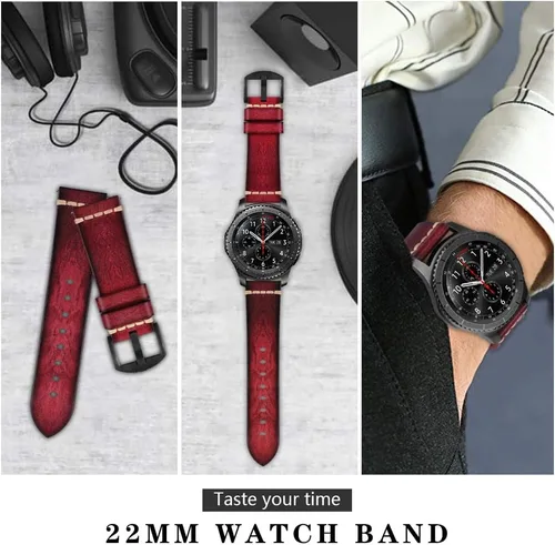 Miniatura 6 de MroTech Correa de 0.866 in compatible con Samsung Gear S3 Frontier/Classic/Galaxy Watch 1.811 in/Galaxy Watch 3 de 1.772 pulgadas, correa de Rojo