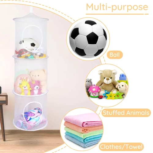 Miniatura 5 de Basumee Red para Animales de Peluche o Hamaca 2 Piezas Red de Almacenamiento de Juguetes Hamaca para Peluches Organizador de Malla Decoración