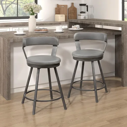 Miniatura 11 de Lexicon Ruthie - Juego de 2 taburetes giratorios para encimera de cocina con respaldo, 25.5 pulgadas de altura de asiento de 25.5 pulgadas, sillas