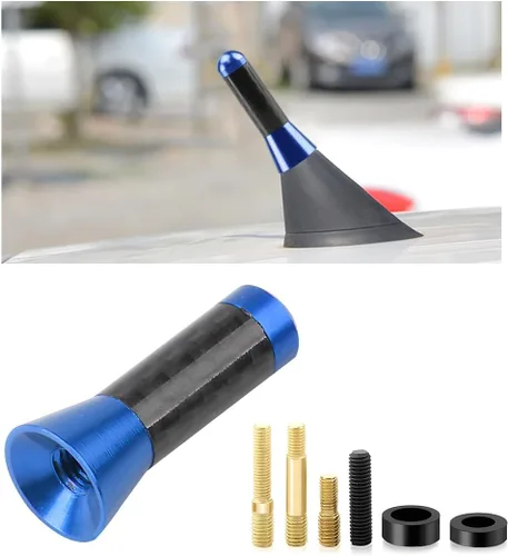 Miniatura 12 de KVAEY Antena corta para automóvil, antena aérea de aluminio rechoncha de 1.37 pulgadas con 4 tornillos y 2 juntas de goma, repuesto de antena de Azul