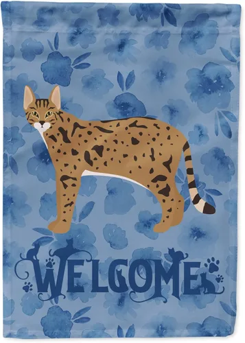 Miniatura 89 de Caroline's Treasures CK4813CHF - Bandera de bienvenida con gato abisinio azul, manga grande, para porche, para colgar en la pared, poliéster