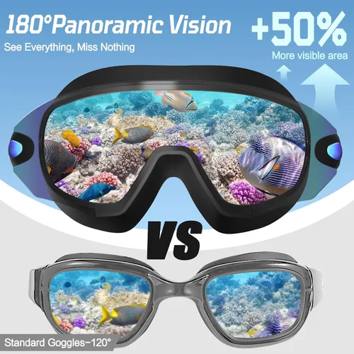 Miniatura 4 de Paquete de 2 gafas de natación para adultos, sin marco, antivaho con protección UV, gafas de natación con visión clara para hombres y mujeres