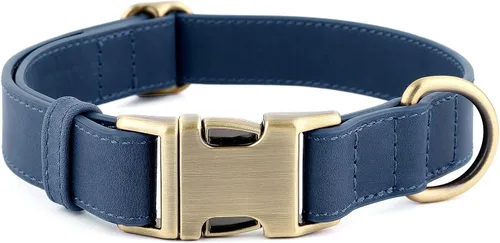 Miniatura 10 de Collar de cuero genuino para perro Plutus Pet – Collar ajustable para mascotas con hebilla de metal de liberación rápida, cuero suave y auténtico