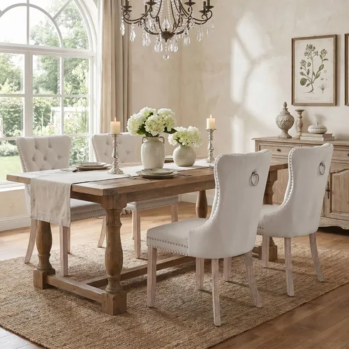 Miniatura 5 de SoarFlash Juego de 4 sillas de comedor de terciopelo, silla lateral de respaldo alto, silla lateral tapizada moderna de alta gama con capitoné