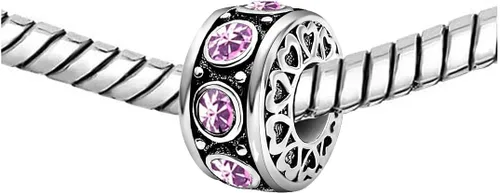 Miniatura 2 de KunBead Dijes de cuentas de plata con corazón de piedra natal para cumpleaños, pulseras y collares para mujer, Cristal