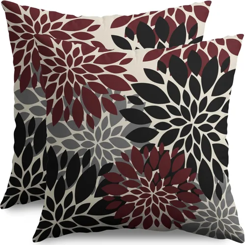 Miniatura 55 de Fundas de Almohada Azul Aguamarina 16X16 Pulgadas Juego de 2, Flores de Dalia Primavera Verano Floral Crema Fundas de Almohada Decorativas