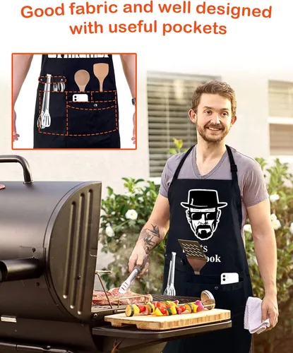 Miniatura 2 de Divertido delantal de chef de cocina con bolsillos, delantales de trabajo de cocina para barbacoa, regalos creativos de cumpleaños para papá Vamos a