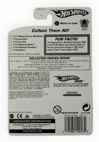 Miniatura 2 de Hot Wheels 2006-111 X-raycers Ferrari 360 Módena 1/12 Track AcesEscala 1:64