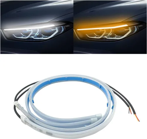 Miniatura 12 de Tira de luz LED para faros delanteros, tubo de 24 pulgadas, flexible, DRL, luz diurna, impermeable, interruptor secuencial que fluye, lámpara
