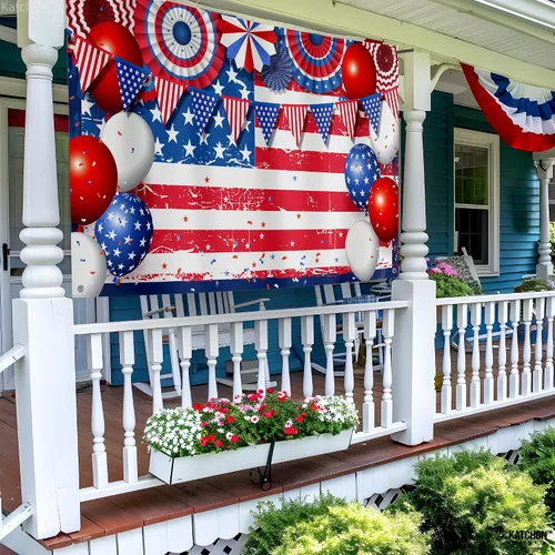 Miniatura 3 de KatchOn, Decoraciones del 4 de julio, pancarta XtraLarge de Estados Unidos, 72 x 44 pulgadas, telón de fondo de bandera estadounidense