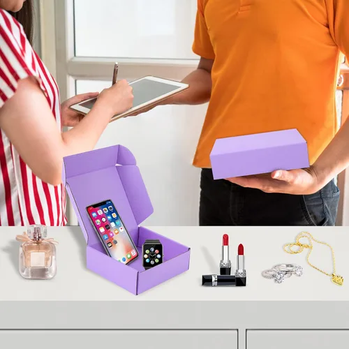 Miniatura 4 de Paquete de 25 Cajas de Envío Pequeñas Moradas de Cartón Corrugado 9x6x3 pulgadas, Caja Corrugada para Embalaje de Pequeños Negocios, Empaque