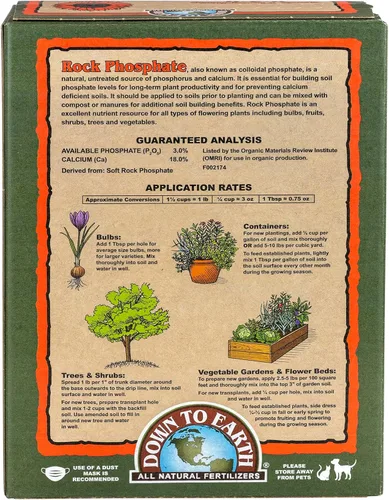 Miniatura 2 de Down To Earth All Natural Fertilizers Fosfato de Roca Orgánico - Alimento Vegetal de Fosfato de Calcio para Macizos de Flores y Huertos de Vegetales