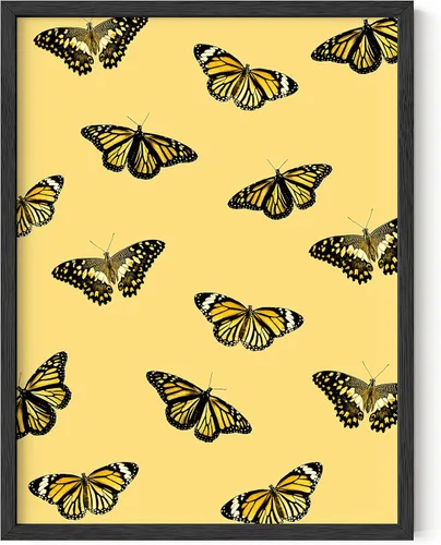 HAUS AND HUES Arte de pared de mariposas: carteles estéticos para habitación, decoración de pared amarilla, sin marco, 12 x 16 pulgadas Mariposas