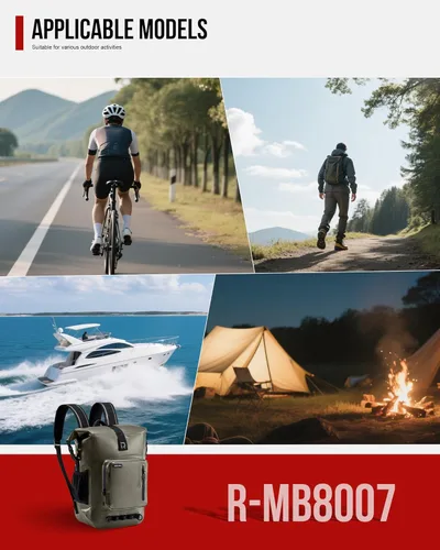 Miniatura 9 de RIDEIRON Mochila impermeable para motocicleta, bolsa seca con cierre superior enrollable para kayak, viajes, surf, canotaje, pesca, campamento Oliva