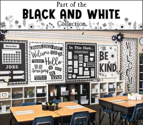 Miniatura 7 de Teacher Created Resources Borde enrollado recto blanco con lunares pintados en negro - 50 pies - Decora tablones de anuncios, paredes, escritorios