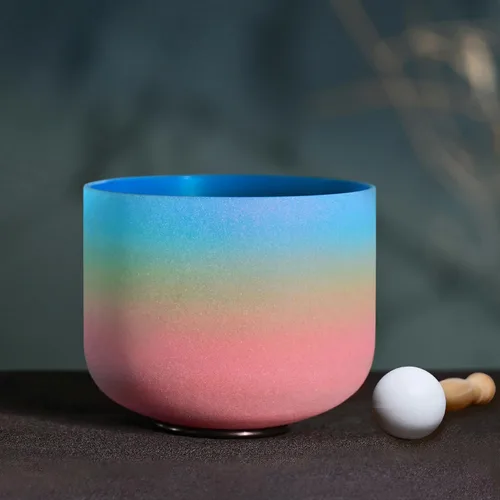 Miniatura 7 de CVNC 440Hz 20.3 cm Cuenco de cristal de cuarzo esmerilado de arcoíris del chakra del tercer ojo (A) nota A para sanación con sonido y meditación