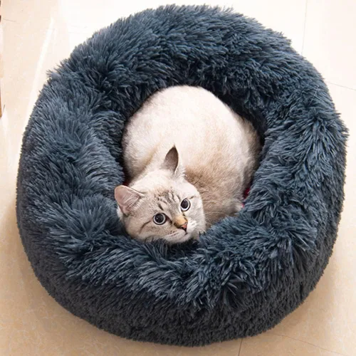 Miniatura 12 de Camas para gatos de interior – Cama para gatos lavable de 20/24 pulgadas, camas para perros pequeños y medianos, antiansiedad, cama redonda de felpa