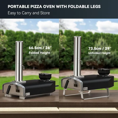 Miniatura 7 de Horno de pizza portátil, estufa de pizza al aire libre, horno de pizza de pellets de leña con piedra para pizza al aire libre en el patio trasero