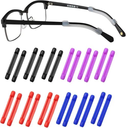 Miniatura 9 de lvvfit Retenedor de silicona suave para lentes de patillas para niños y adultos, retenedores elásticos antideslizantes, Negro