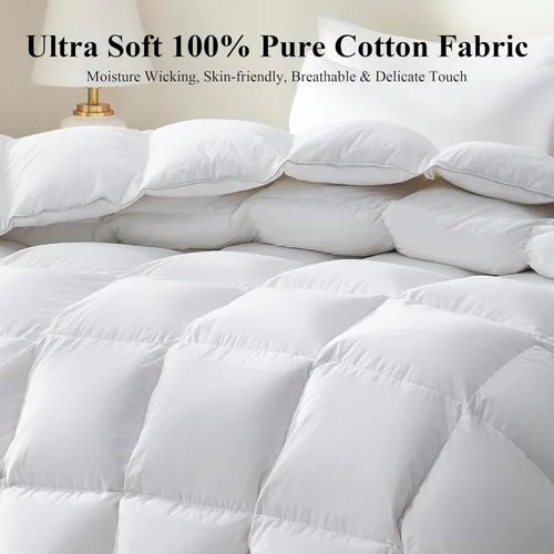 Miniatura 3 de Ubauba Edredón de Plumón de Ganso Tamaño Queen - Relleno de Edredón Esponjoso Blanco para Todas las Estaciones - Edredón de Ropa de Cama de Hotel