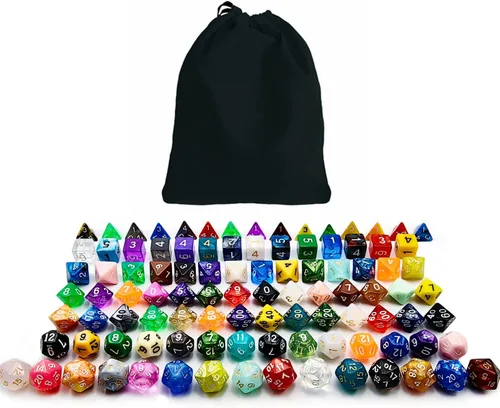 Miniatura 3 de Bescon - Juego grande de dados poliédricos aleatorios, juego de dados DND de tamaño estándar, 100 unidades en una variedad de colores y efectos