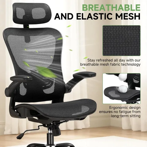 Miniatura 4 de GTPLAYER Silla de oficina, silla de escritorio ergonómica para el hogar con malla de respaldo alto, sillas de escritorio de malla para computadora