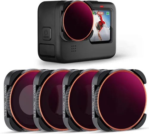 K&F Concept Paquete de 4 filtros de lente ND/PL ND8/PL ND16/PL ND32/PL ND64/PL compatibles con GoPro Hero12/Hero11/Hero10/Hero 9 Negro, ND&CPL 2 en