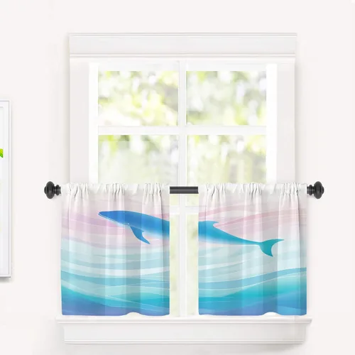 Miniatura 218 de Cortinas opacas de poliéster multicapa para cafetería, con diseño de diamantes, 2 unidades, 26 x 24 pulgadas