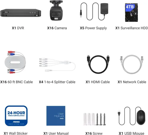 Miniatura 9 de ANNKE Sistema de cámara de seguridad con cable de 16 canales con micrófono/audio, 8MP H.265+ DVR de 16 canales con detección de IA humana/vehículo