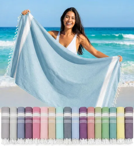 Miniatura 85 de LANE LINEN - Paquete de 4 toallas de playa de gran tamaño, toalla de piscina prelavada, extragrande, de secado rápido y sin arena, toalla de viaje