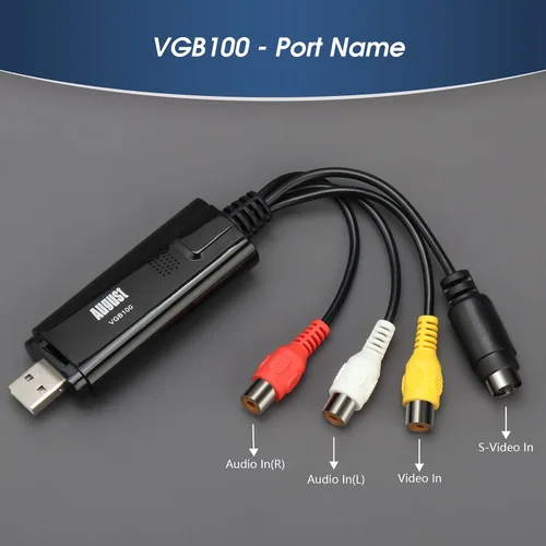 Miniatura 2 de August VGB100 - Tarjeta de captura de video USB externa - Cable de transferencia de video S/compuesto a USB - Cable de captura para Windows 11/10