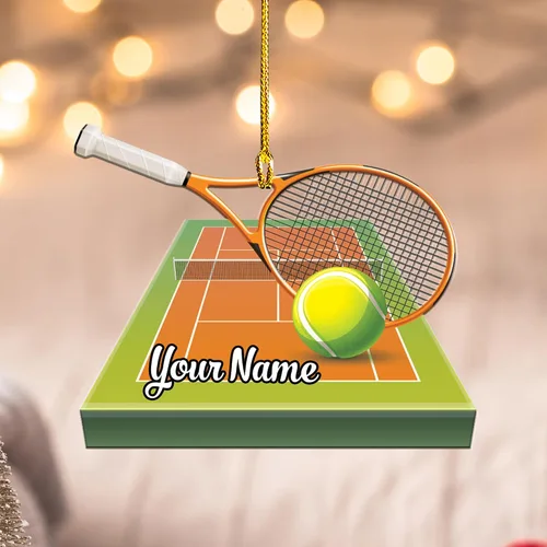 Miniatura 9 de Adorno plano acrílico personalizado para niña, jugador de tenis, regalo para amantes del tenis, jugador de tenis, adorno de Navidad para árbol
