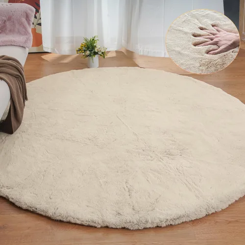 Miniatura 36 de ORINOVA Alfombra de felpa marrón claro beige de 8 x 10 pies para sala de estar, alfombra bohemia esponjosa de piel de conejo grande para dormitorio