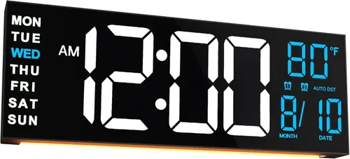 Miniatura 13 de JALL Reloj digital grande de montaje en pared de 16 pulgadas, temporizador de cuenta atrás, alarma, LED grande, color RGB, DST, temperatura
