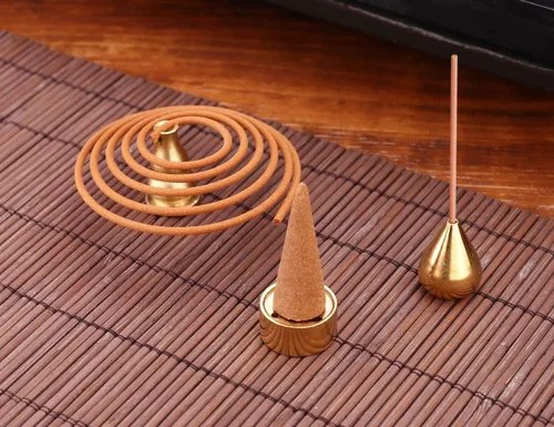 Miniatura 7 de Soporte de incienso de latón de 3 estilos, quemador de cono de incienso, soporte de bobina de incienso, soporte para palo de incienso (6 piezas)