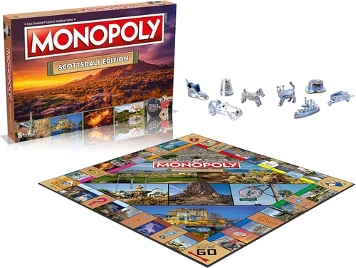 Miniatura 4 de Monopoly Juego de mesa Scottsdale Edition: 2-6 jugadores Juegos de mesa familiares para niños y adultos, juegos de mesa para niños de 8 años