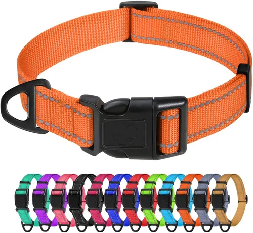 Miniatura 46 de TagME Collares de nailon reflectantes para perros, collar ajustable clásico para mascotas con hebilla de liberación rápida para perros pequeños