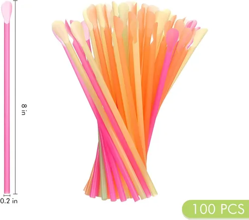 Miniatura 2 de Boao Juego de 100 tazas de cono de nieve de 4.5 onzas y pajitas de papel desechables, jarabe, lunares dorados, a prueba de fugas, suministros