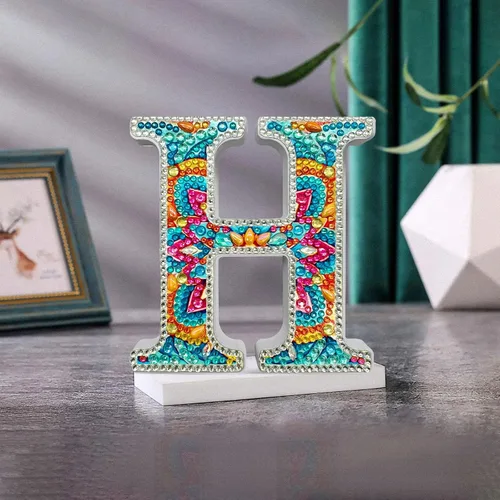 Miniatura 13 de YOYA Letras de Artesanía de Madera con Arte de Diamantes 5D de 6 Pulgadas para Decoración de Pared, Kits de Arte de Diamantes de Letras de A