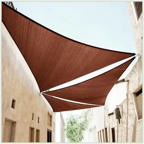 ColourTree Toldo tipo vela triangular de 12 x 12 x 12 pies, color marrón, CTSLT12, tela de malla con bloqueo UV UPF50, resistente comercial, 5.35