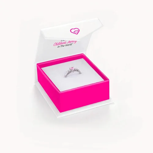 Miniatura 5 de Anillos de plata de ley 925 con circonita cúbica redonda y rosa brillante para niñas, anillos de circonita cúbica de moda para preadolescentes